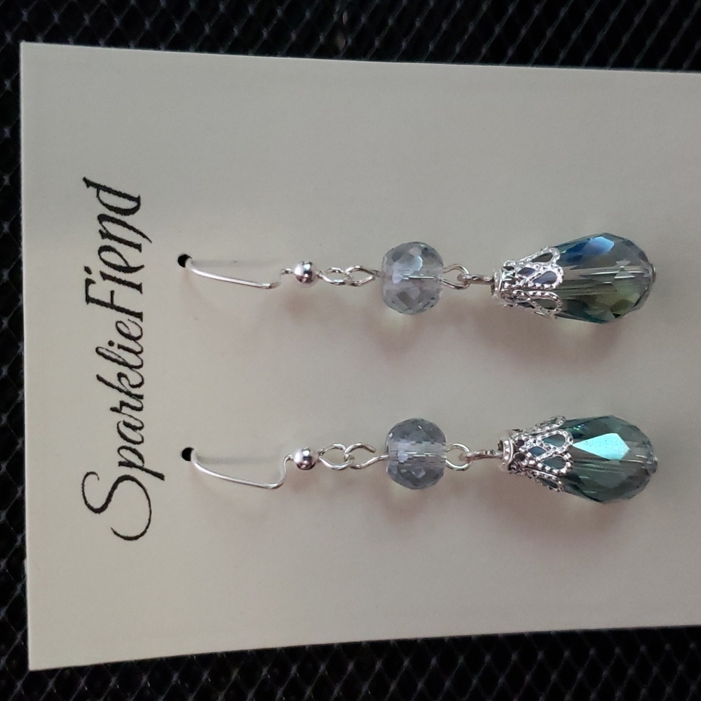 3/$20 | Iridescent aqua teardrop earrings - Picture 6 of 6